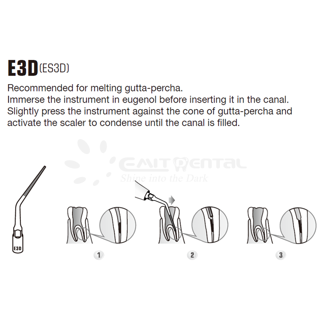 Endodontics Tip E3D for Melting Gutta Percha compatible EMS Woodpecker